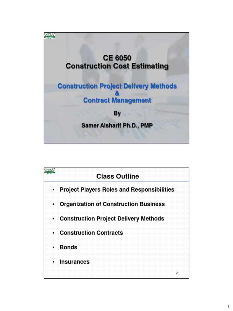Construction Project Delivery Method and Contract Management | PDF ...