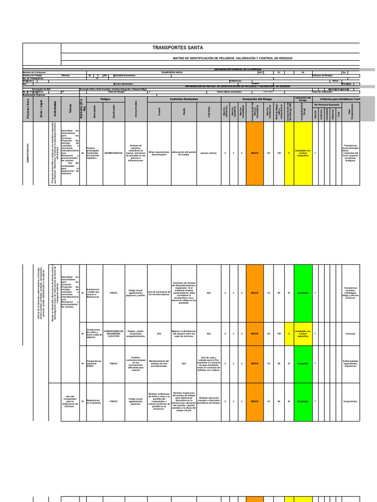 Identificación y Control de Riesgos Laborales | PDF | Business | Dolor ...
