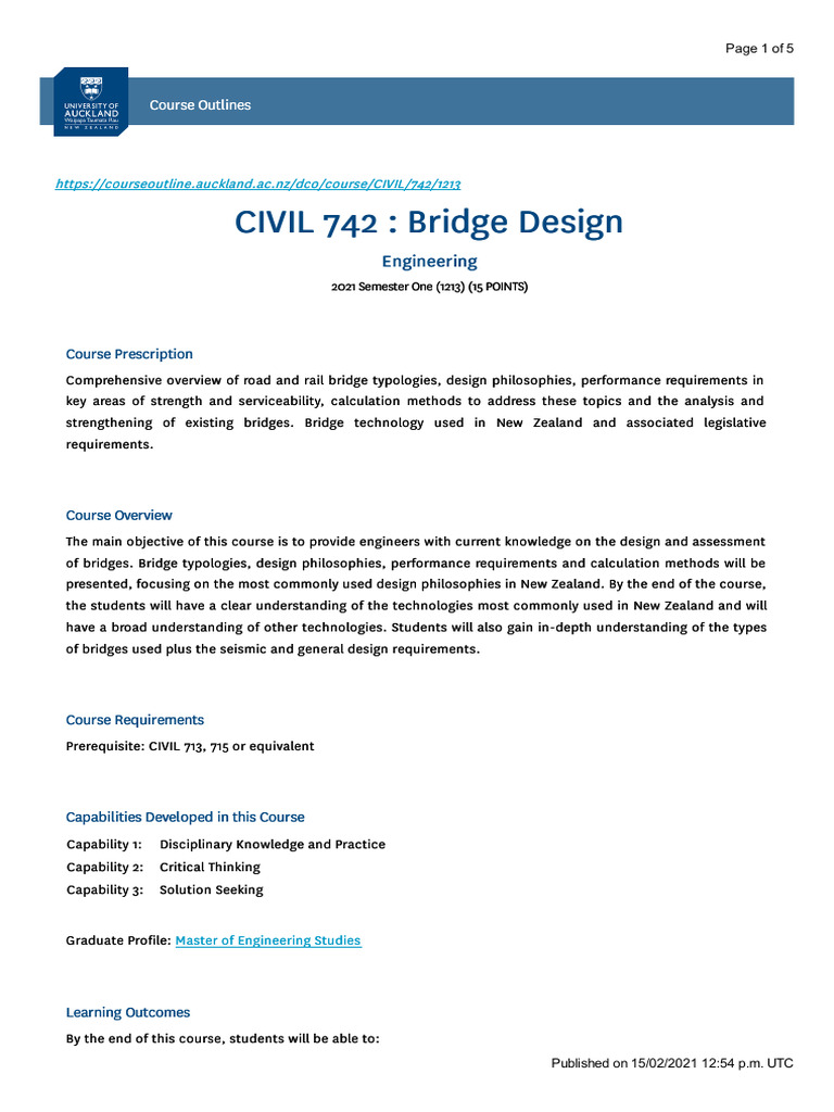 Master of Engineering: Bridge Design Course | PDF | Lecture | Design