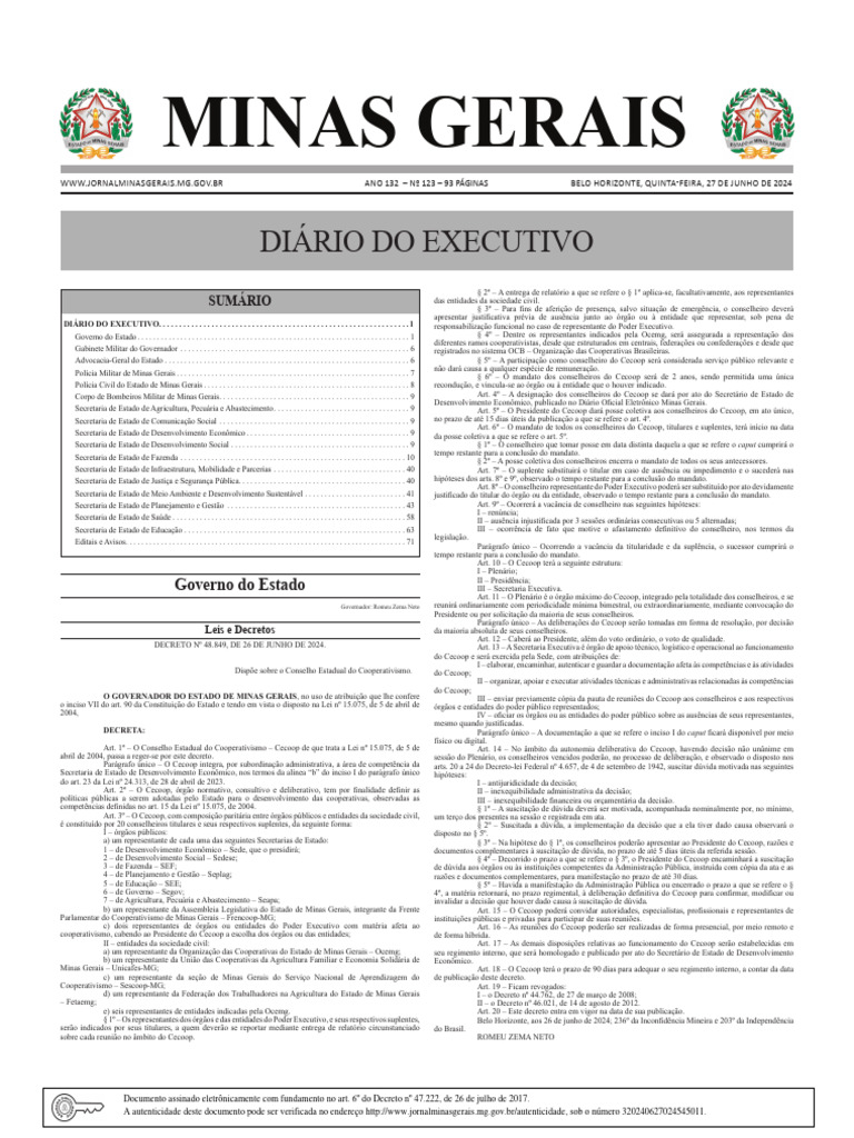 JOKERD -零- REVEL Relatório do Diário do Executivo MG | PDF | Cooperativa | Estado