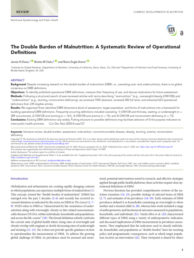 Defining the Triple Burden of Malnutrition | PDF | Malnutrition | Obesity