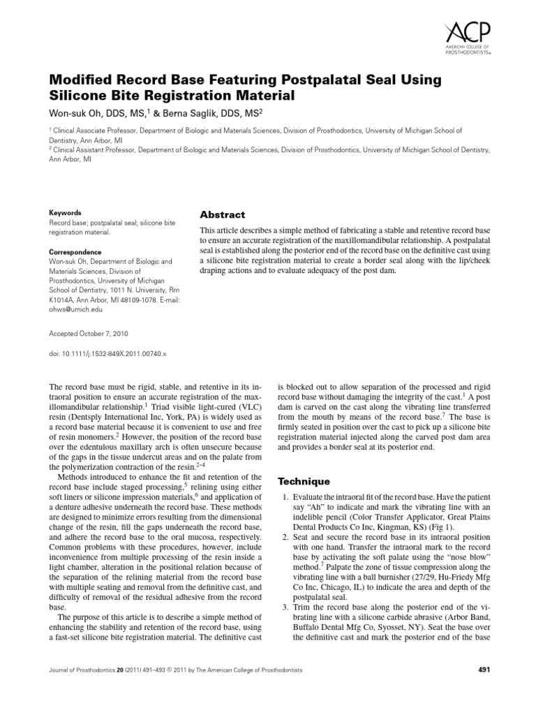 Pps Won Suk Oh 2010 Pdf Dentures Tooth