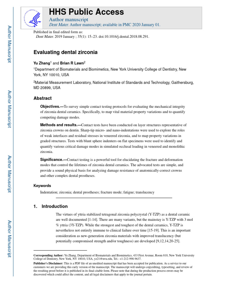 Evaluating Dental Zirconia PDF Fracture Zirconium Dioxide