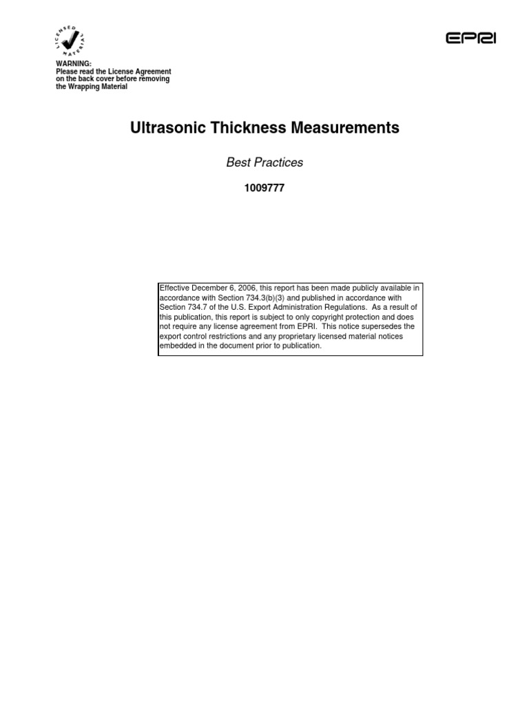 Thickness pdf calibration nondestructive testing