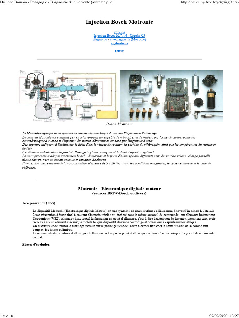 Système d'injection Bosch Motronic | PDF | Injection (moteur) | Allumage