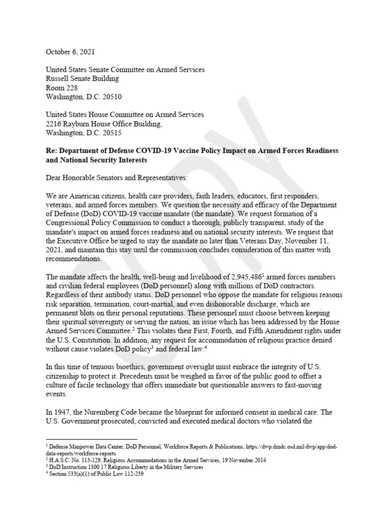 Impact of COVID Vaccine Mandate on Military Readiness | PDF | Informed ...