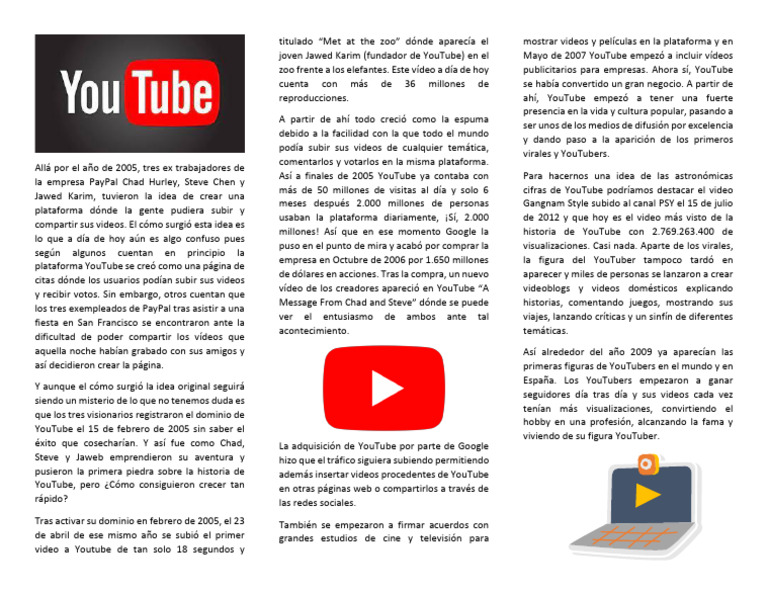Historia y creación de YouTube | PDF | Youtube