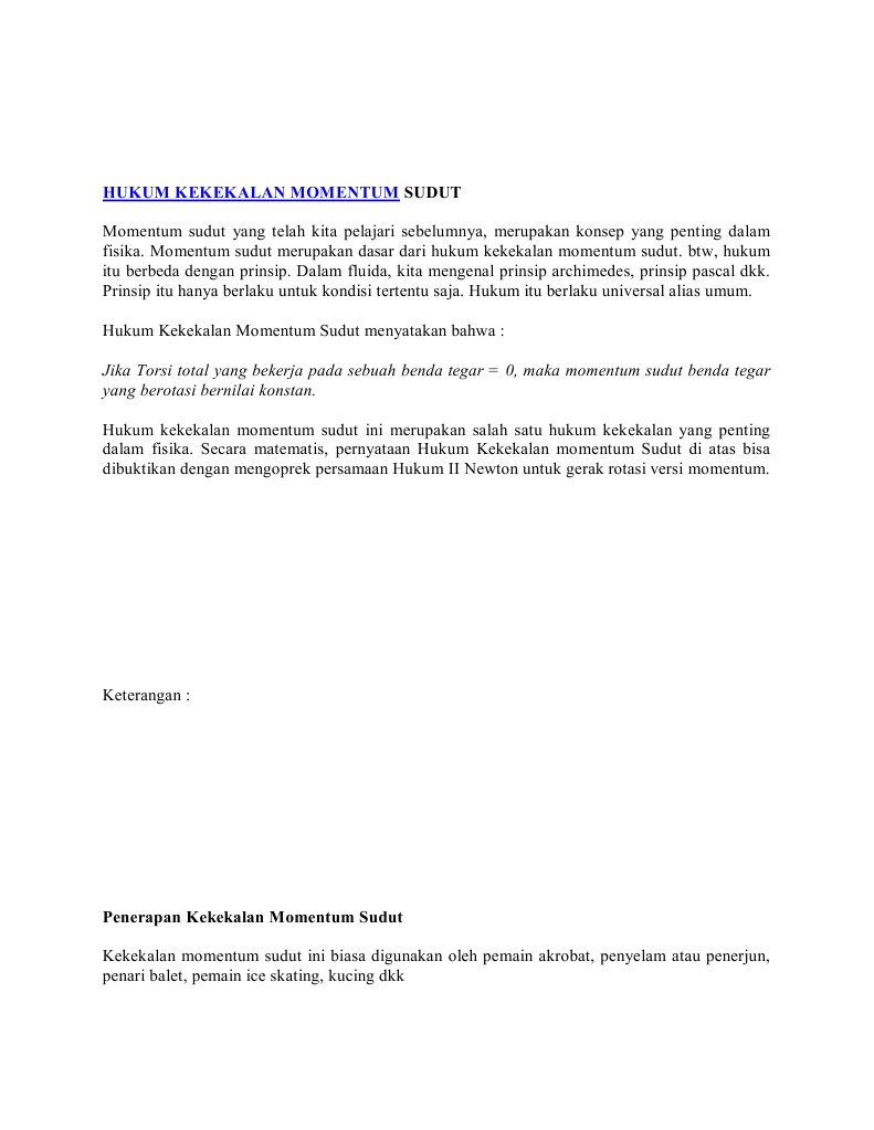 Contoh Soal Hukum Kekekalan Momentum Sudut Pada Gerak Rotasi - Contoh