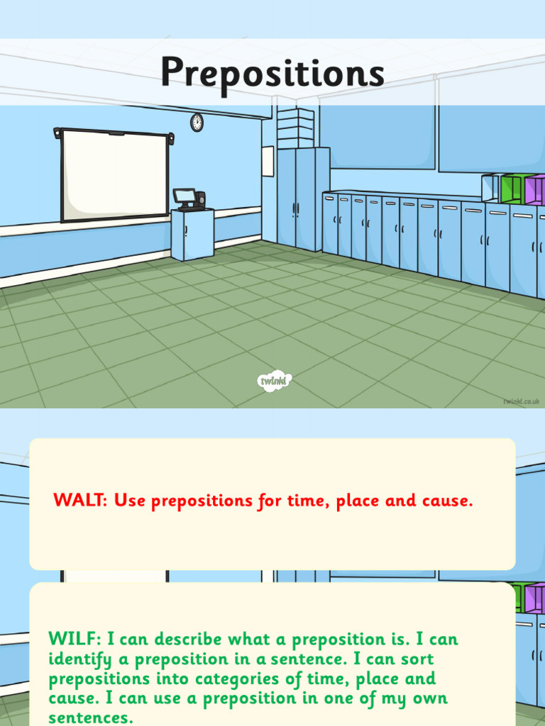 Prepositions Time Place and Cause PDF | PDF