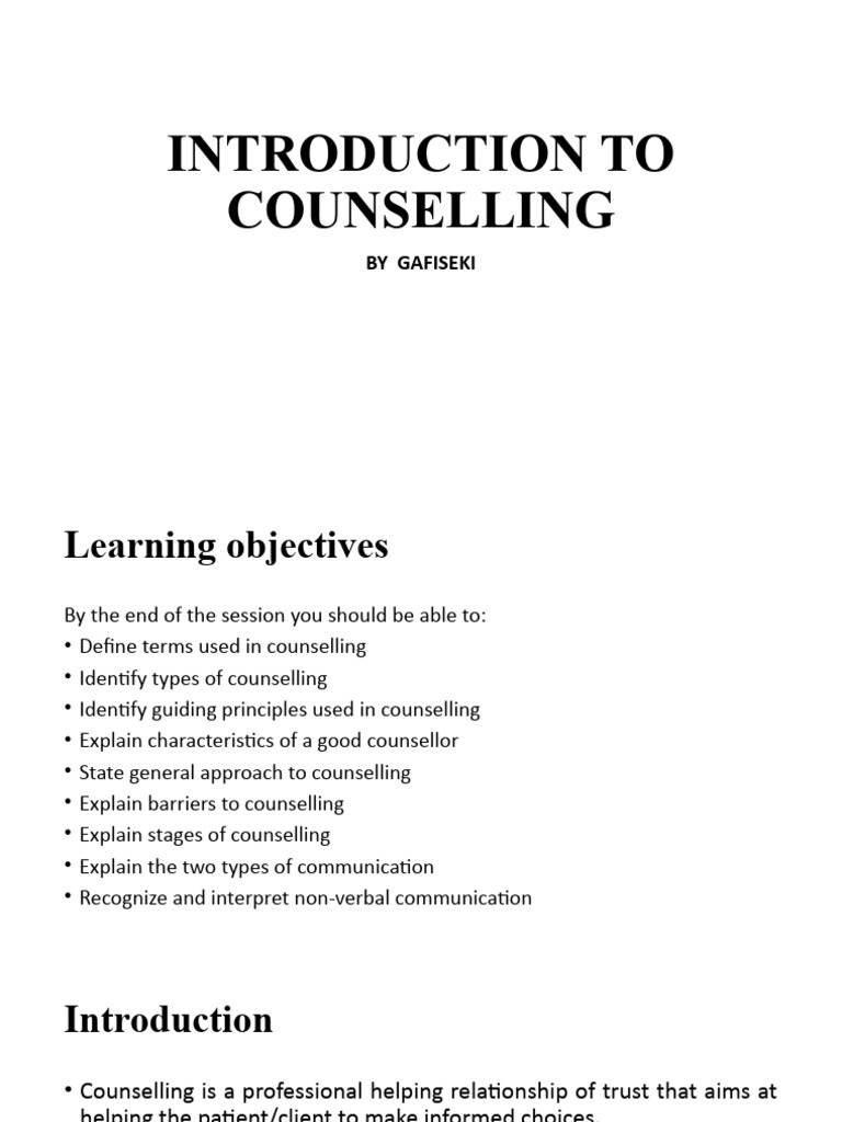 Introduction to Counseling Techniques | PDF | Counseling Psychology ...