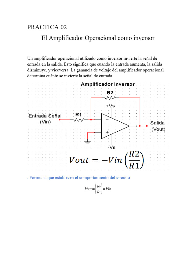 Amplificador Operacional Inversor: Guía Práctica | PDF | Amplificador ...