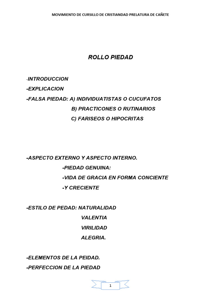 Rollo de Piedad en Cursillos de Cristiandad | PDF | Cristo (título ...