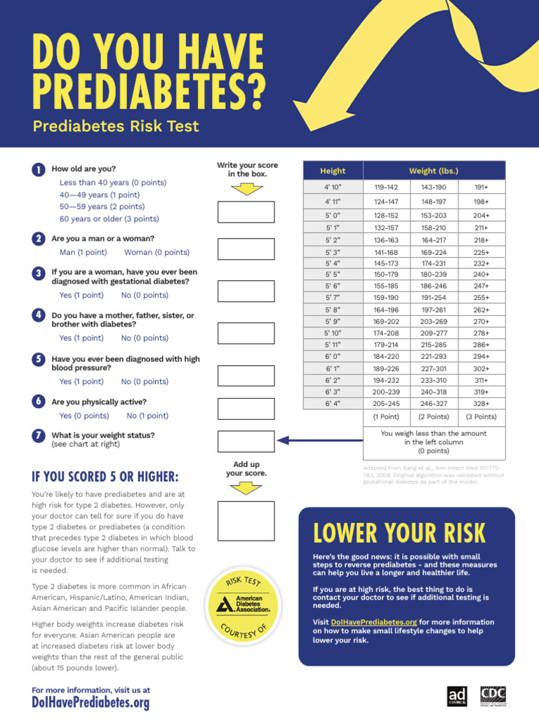 DBC AreYouAtRisk Flyer Eng 8.5x11 508 | PDF | Prediabetes | Diabetes