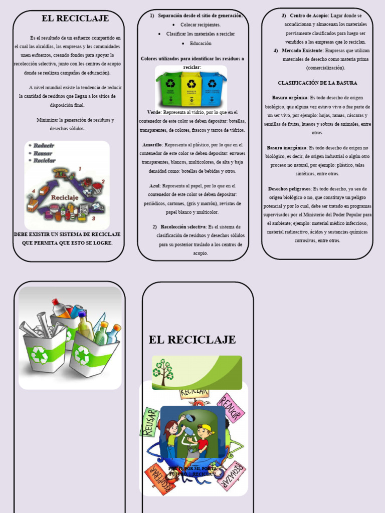 Tríptico sobre el reciclaje eficaz | PDF | Residuos | Reciclaje