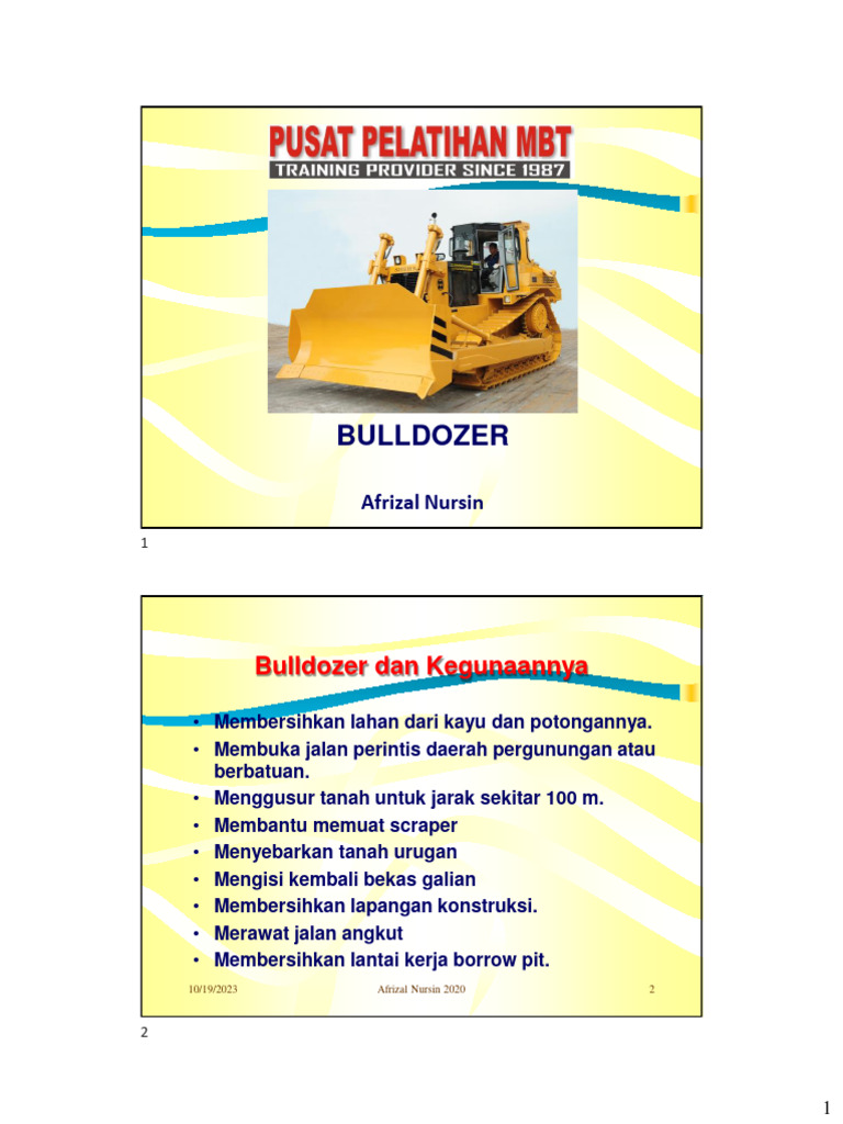 Kegunaan dan Tipe Bulldozer dalam Konstruksi | PDF