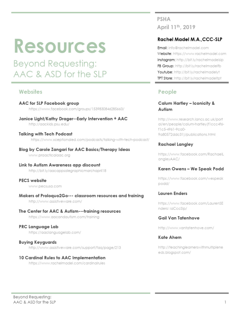 Resource Guide PSHA 2019 | PDF | Autism Spectrum | Human Communication