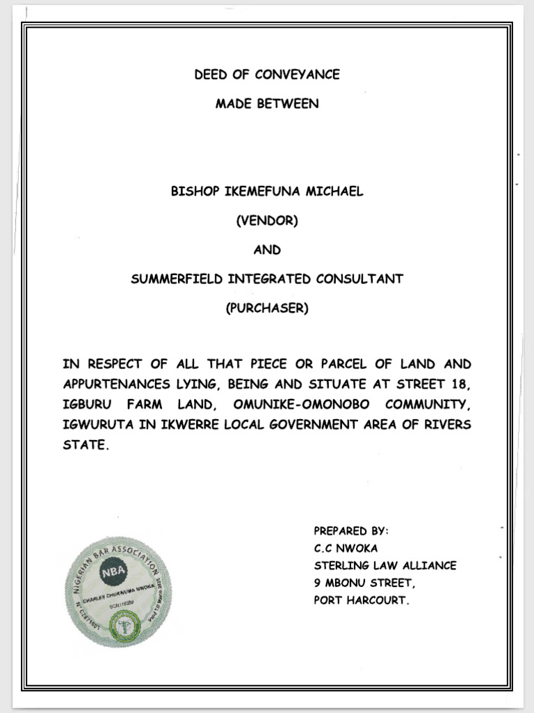 SCANNED DEED OF CONVEYANCE | PDF