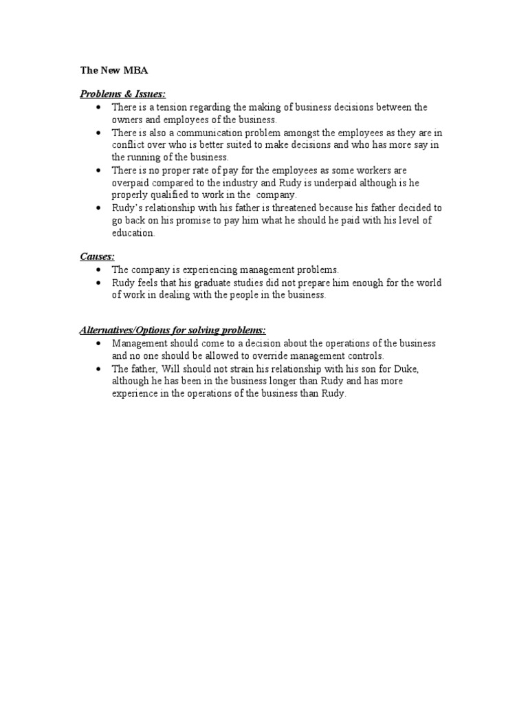 MBA Challenges: Management & Pay Issues | PDF