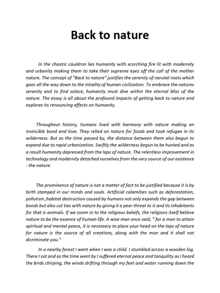 Back To Nature - Prashant Joshi | PDF | Nature