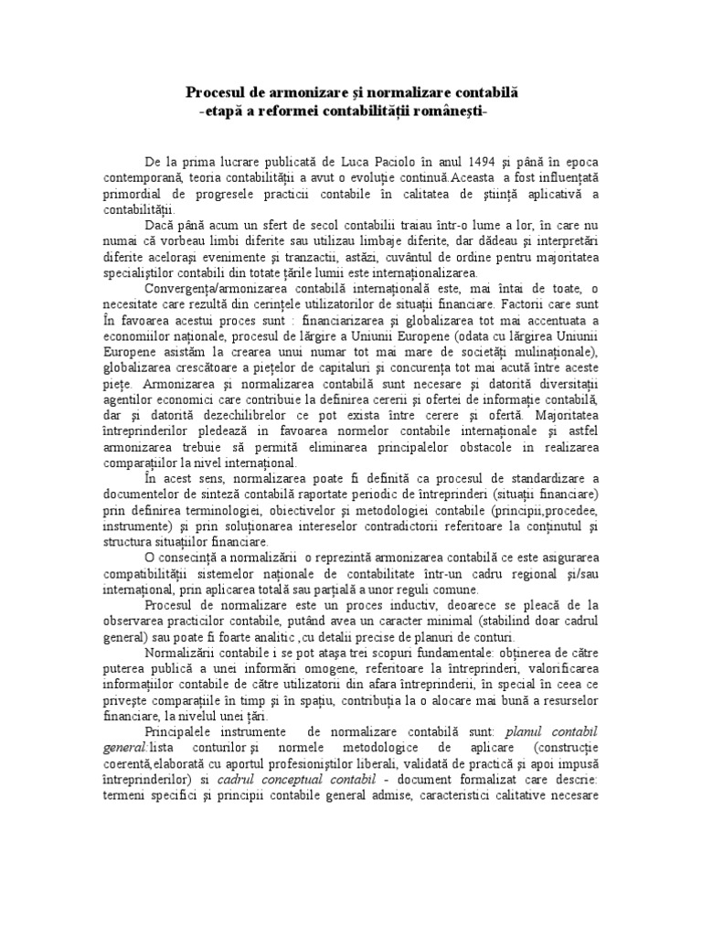 Procesul de Armonizare Şi Normalizare Contabilă | PDF