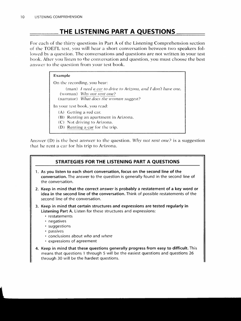 TOEFL Listening Comprehension Strategies | PDF | Cognitive Science ...