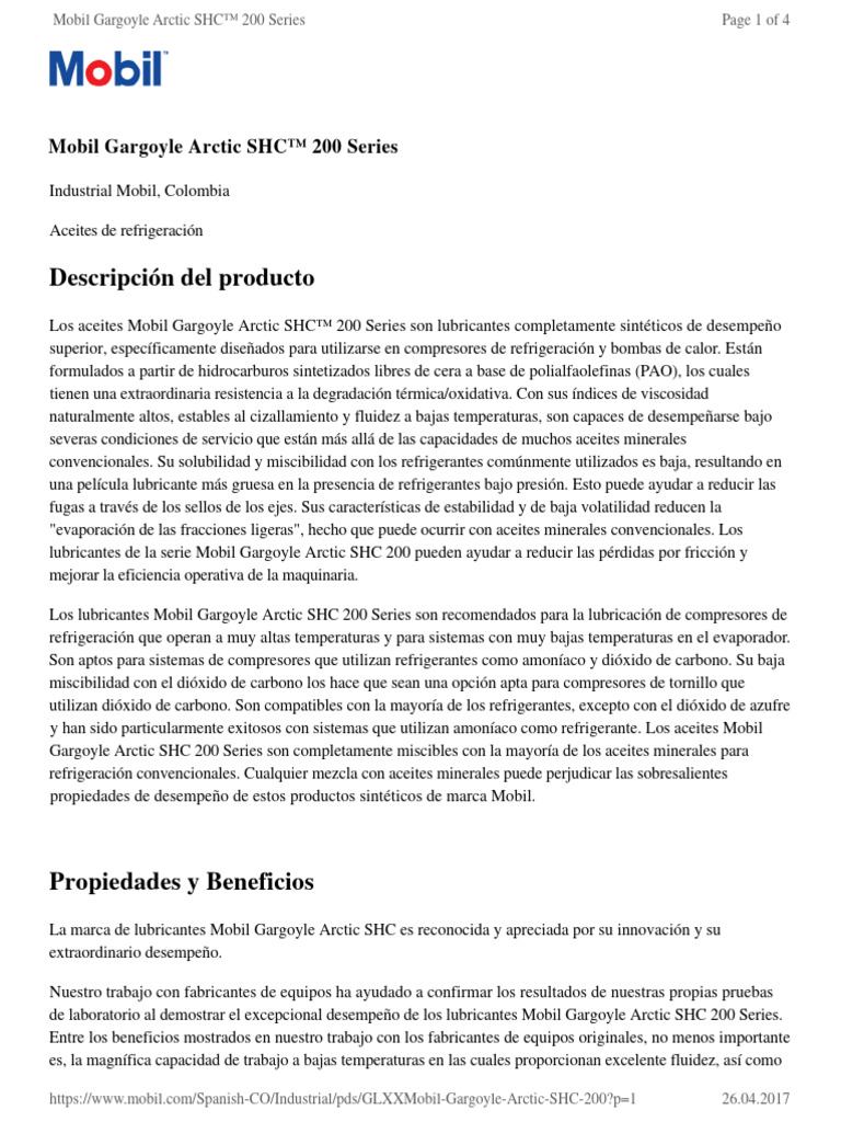 GLXXMobil Gargoyle Arctic SHC 200 | PDF | Lubricante | Refrigerante