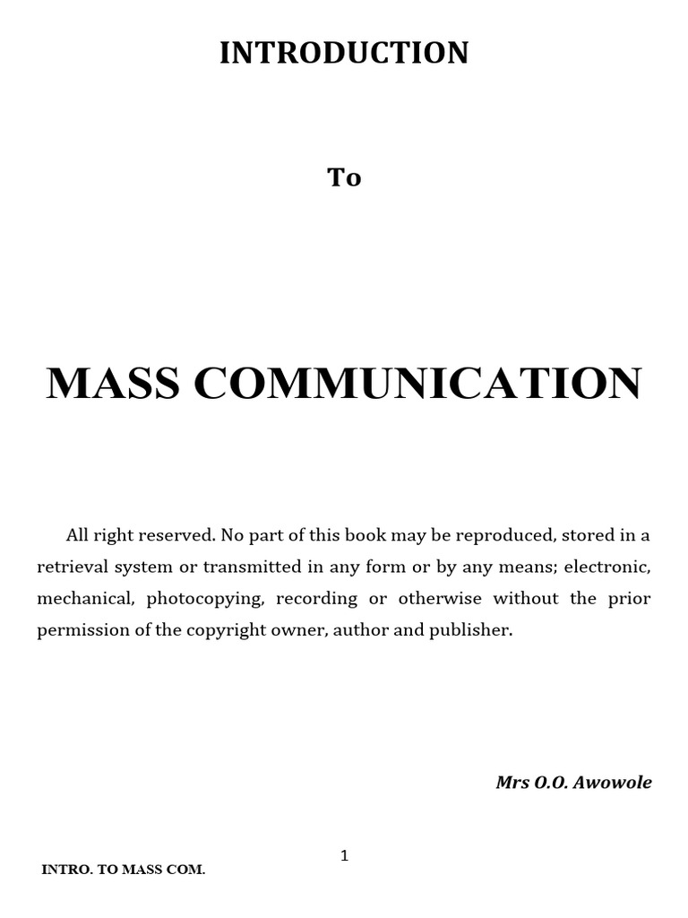 Intro To Mass Com Edited 22 - Edt | PDF | Communication | Nonverbal ...