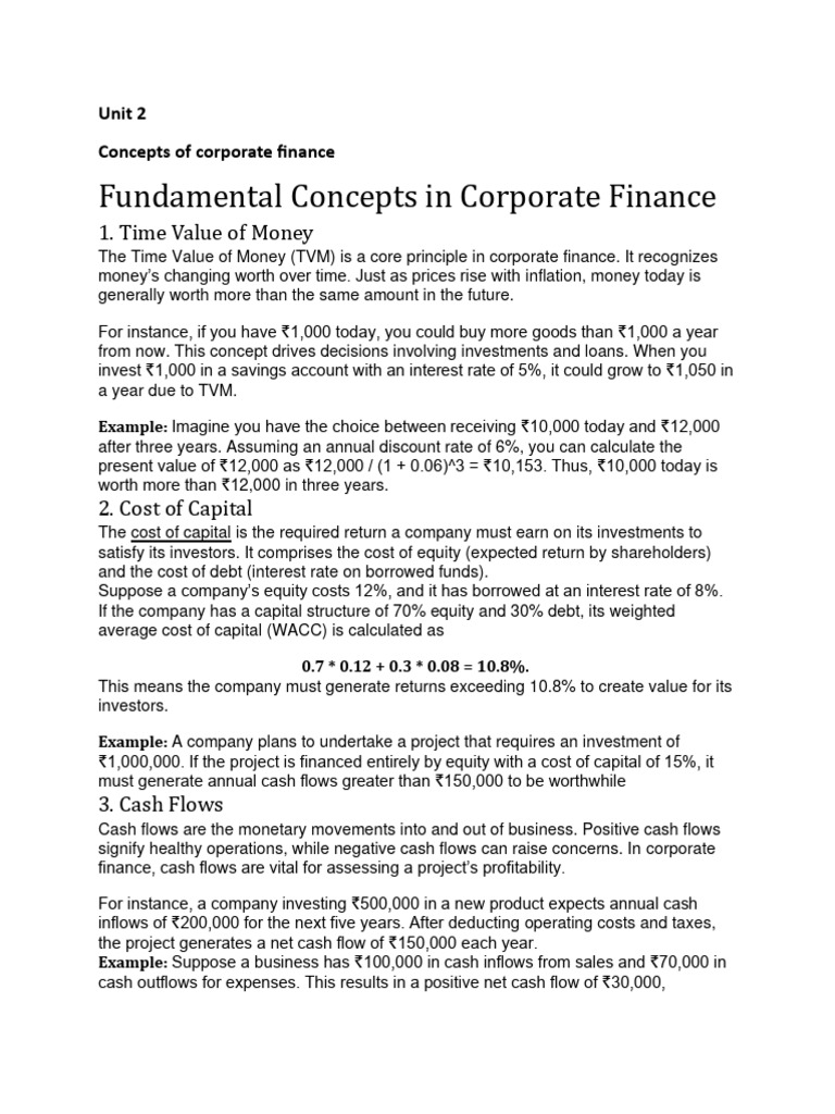 Core Concepts of Corporate Finance | PDF | Cost Of Capital | Financial ...