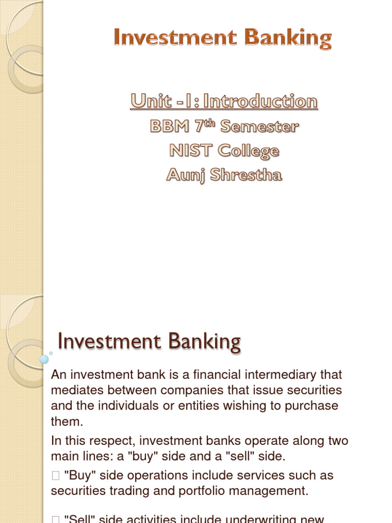 Overview of Investment Banking Functions | PDF | Mergers And ...