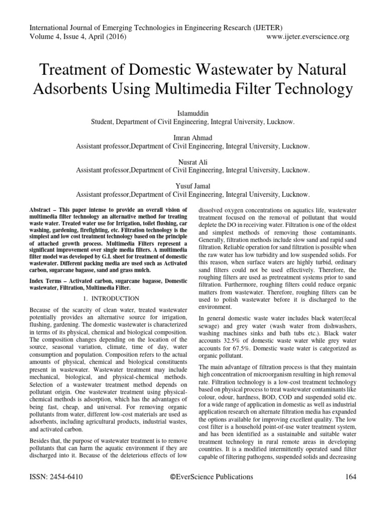 Wastewater Treatment Using Multimedia Filters | PDF | Sewage | Filtration