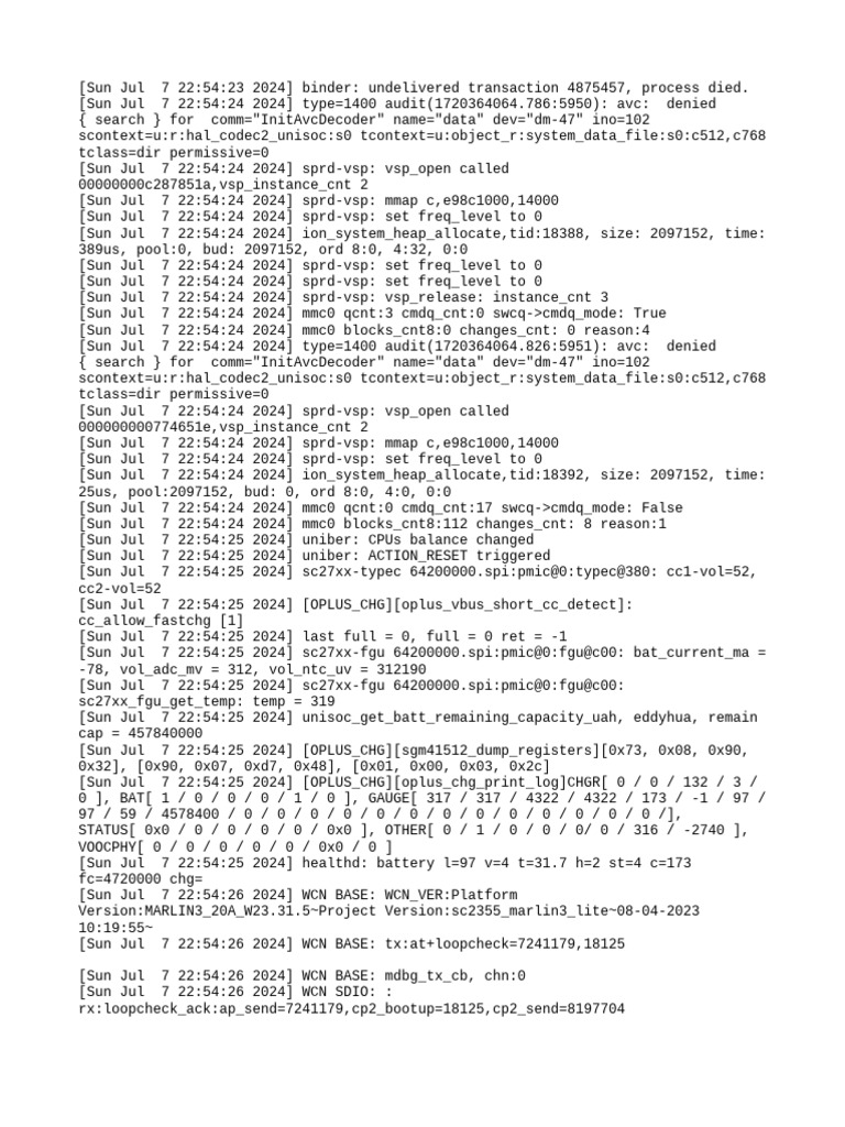 Device Log: Transaction Errors & Battery Status | PDF | Computing