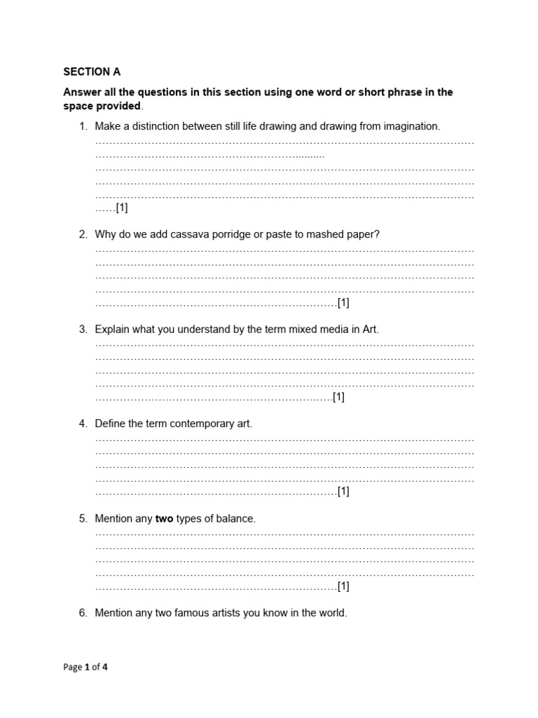 Grade 9 Art Project Ideas