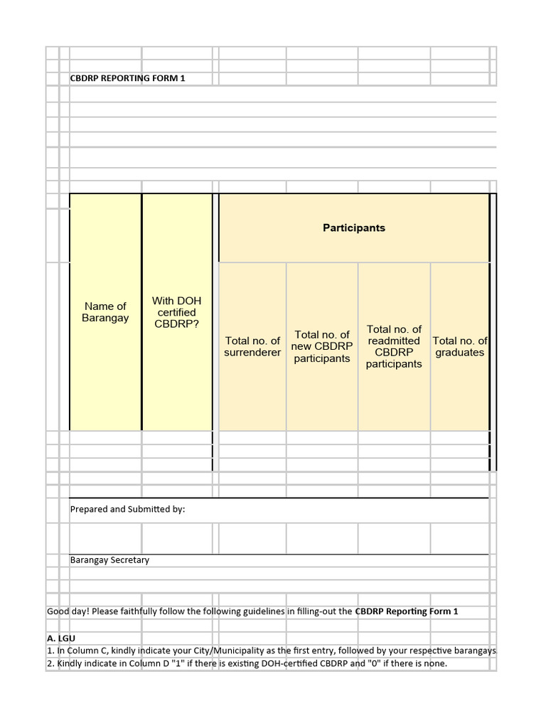 CBDRP Reporting Form Guidelines | PDF | Drug Rehabilitation | Health Care