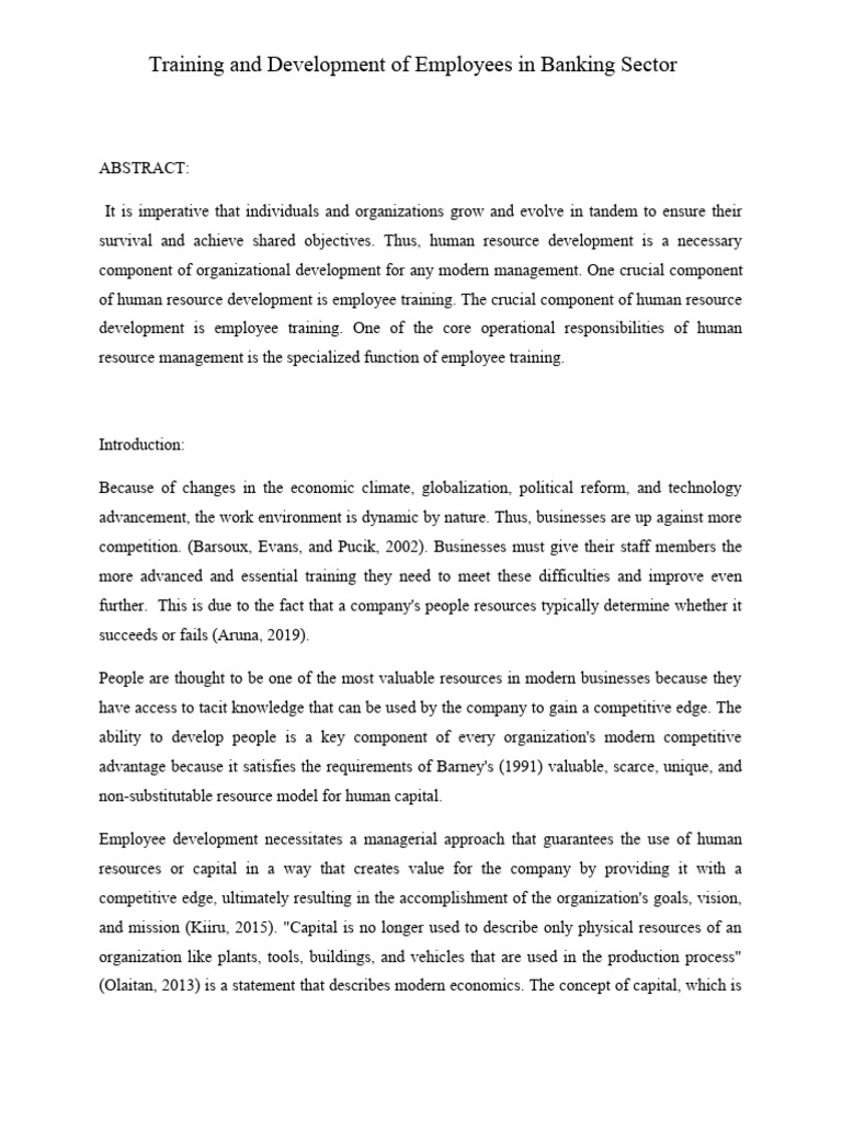 Employee Training in Banking Sector | PDF | Labour Economics | Human ...