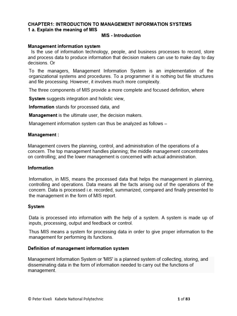 Introduction to MIS Concepts | PDF | Information | Information System