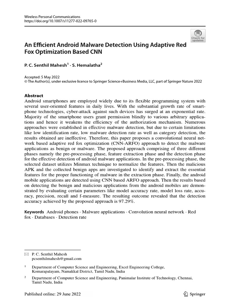 An Efficient Android Malware Detection Using Adaptive Red Fox ...