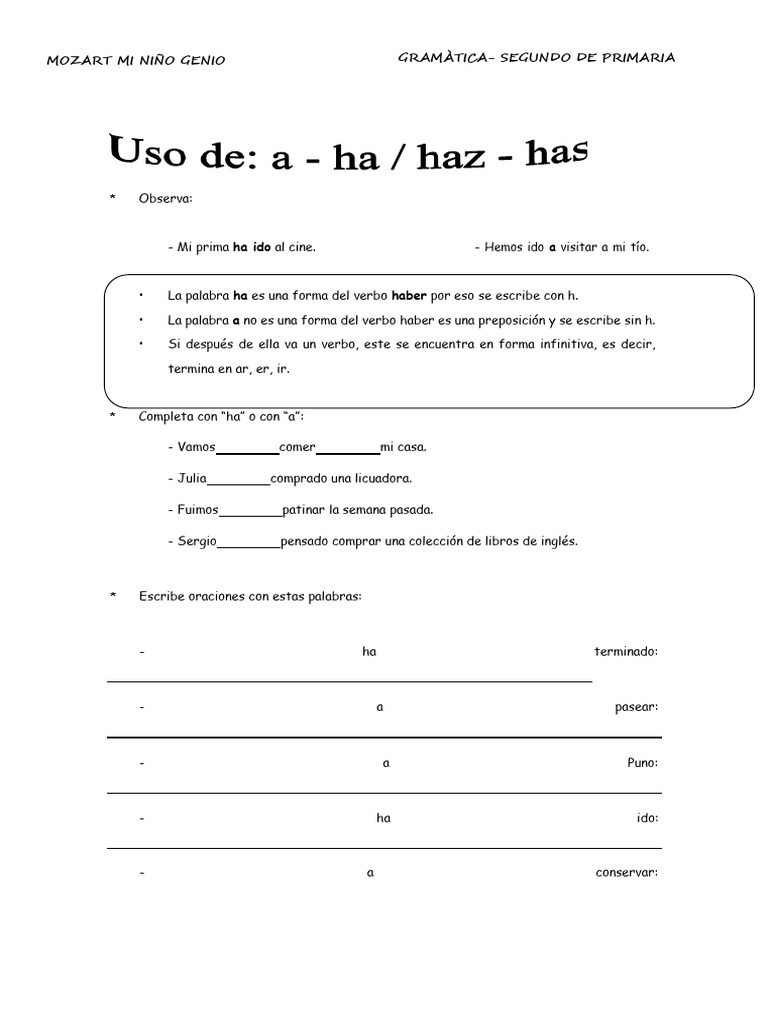 Uso de A Ha Haz Has - Gramática | PDF | Gramática | Lingüística