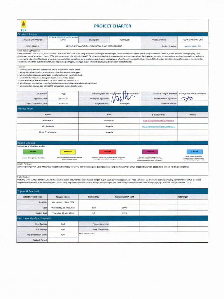 PROJECT CHARTER SCM 2024 | PDF