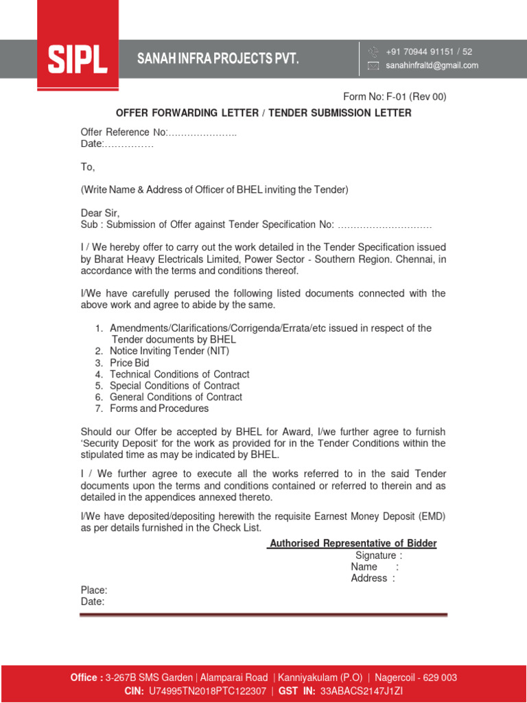 BHEL Tender Submission Forms Guide | PDF
