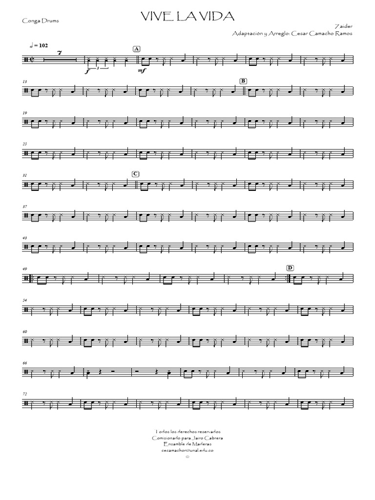 Vive La Vida - Conga Drums | PDF