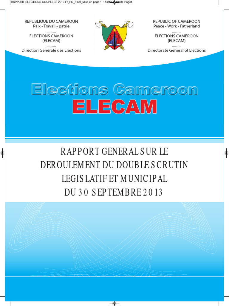 Rapport sur les élections 2013 au Cameroun | PDF | Élections | Vote