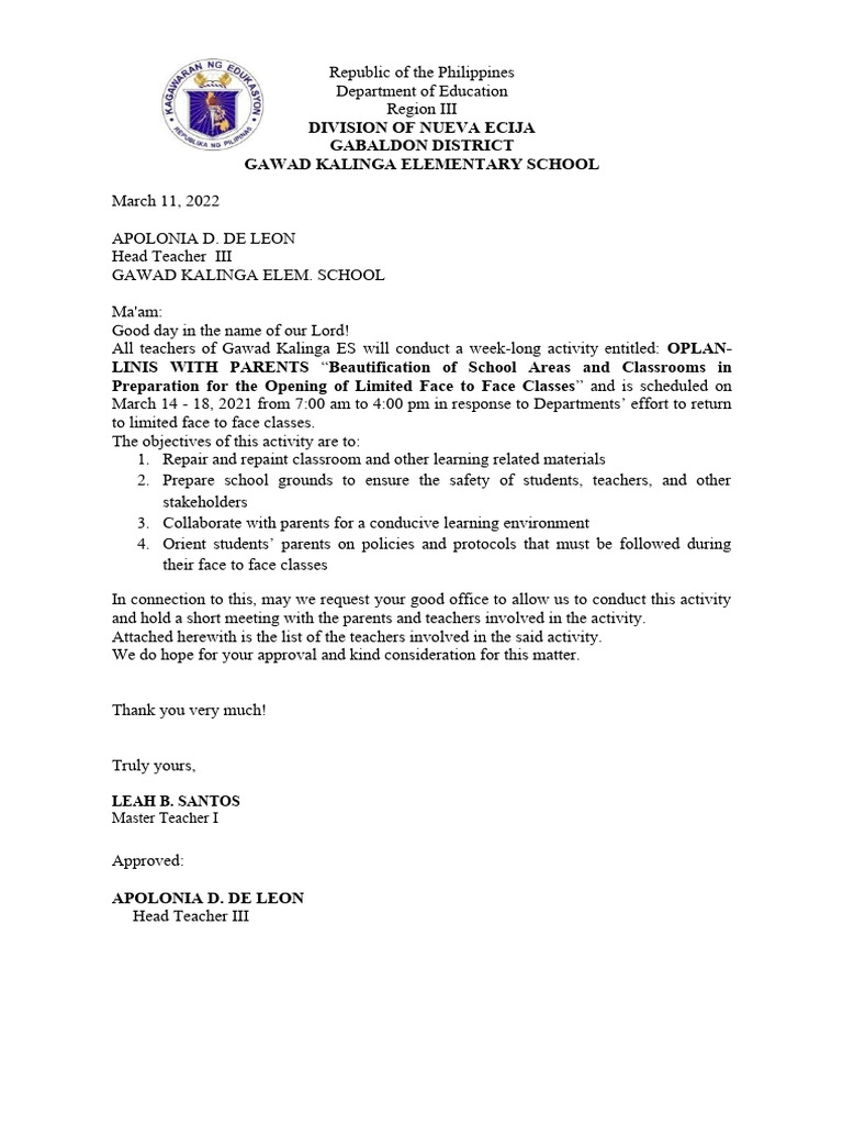 Oplan Linis: School Beautification Initiative | PDF | Teachers | Learning
