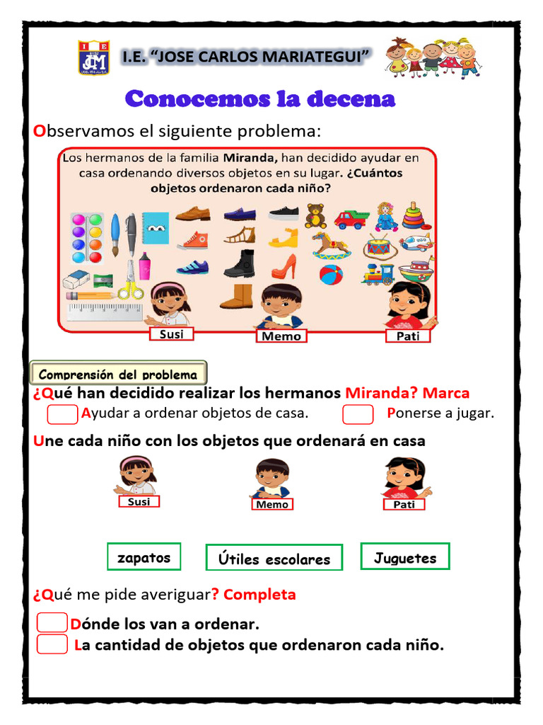 Actividades sobre la Decena para Niños | PDF