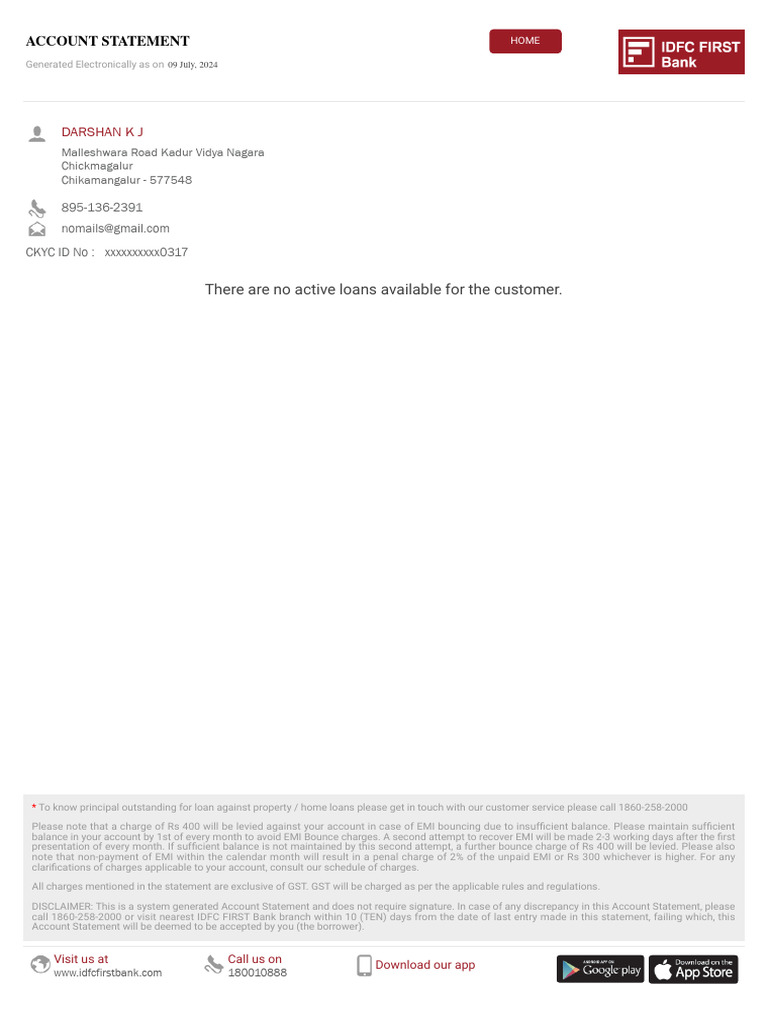 Statement of Accounts - 111508833 | PDF | Overdraft | Cheque