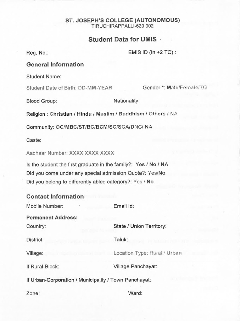 Student For UMIS | PDF