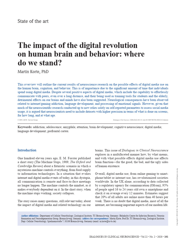 The Impact of The Digital Revolution On Human Brai | PDF | Brain ...