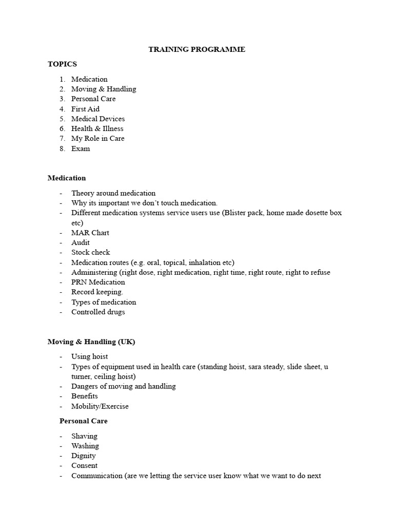 Comprehensive Care Training Program | PDF