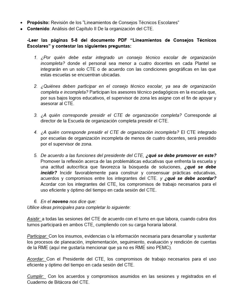 Lineamientos De Consejos Técnicos Escolares Pdf