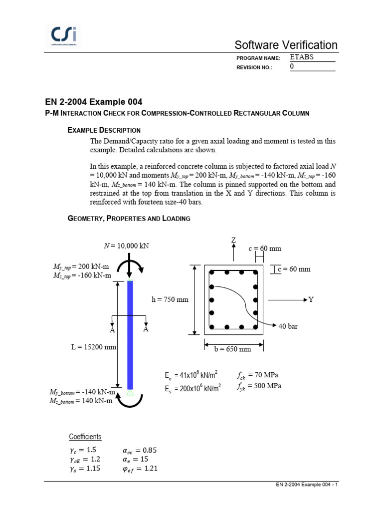 P-M Interaction Check for Concrete Column | PDF | Bending | Column