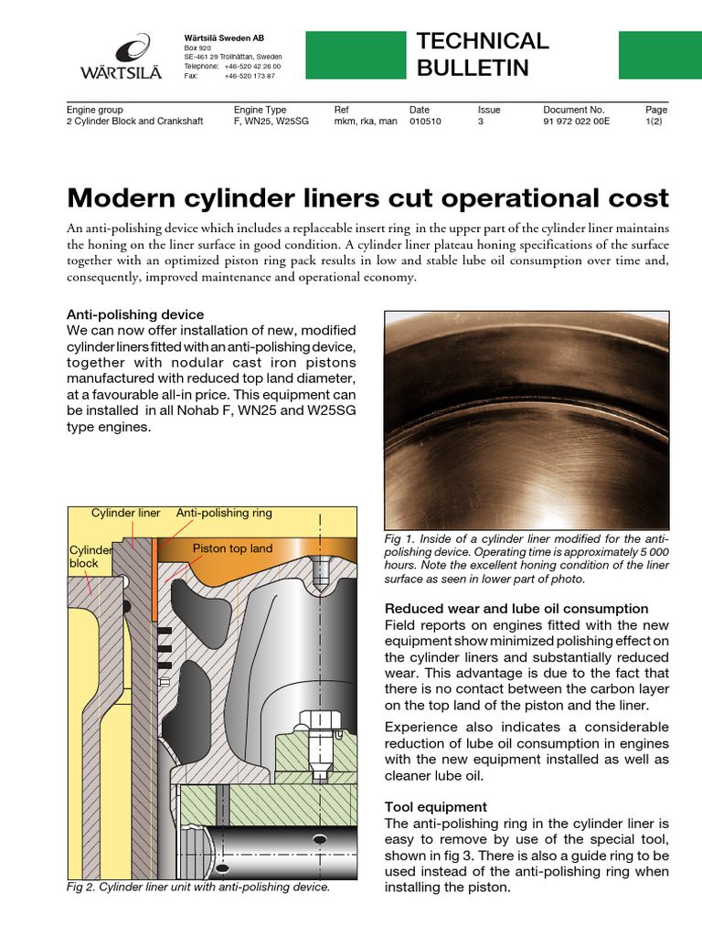 Enhanced Cylinder Liners for Engine Efficiency | PDF | Piston ...